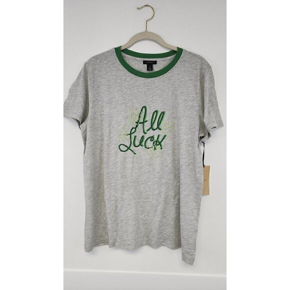 NWT Halogen St. Patty's Day T-Shirt All Luck Grey & Green Tee XL - Picture 1 of 5